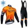 Set Fietsshirt Lange Mouw + Lange Koersbroek 2024 Efapel Winter Thermal Fleece Oranje
